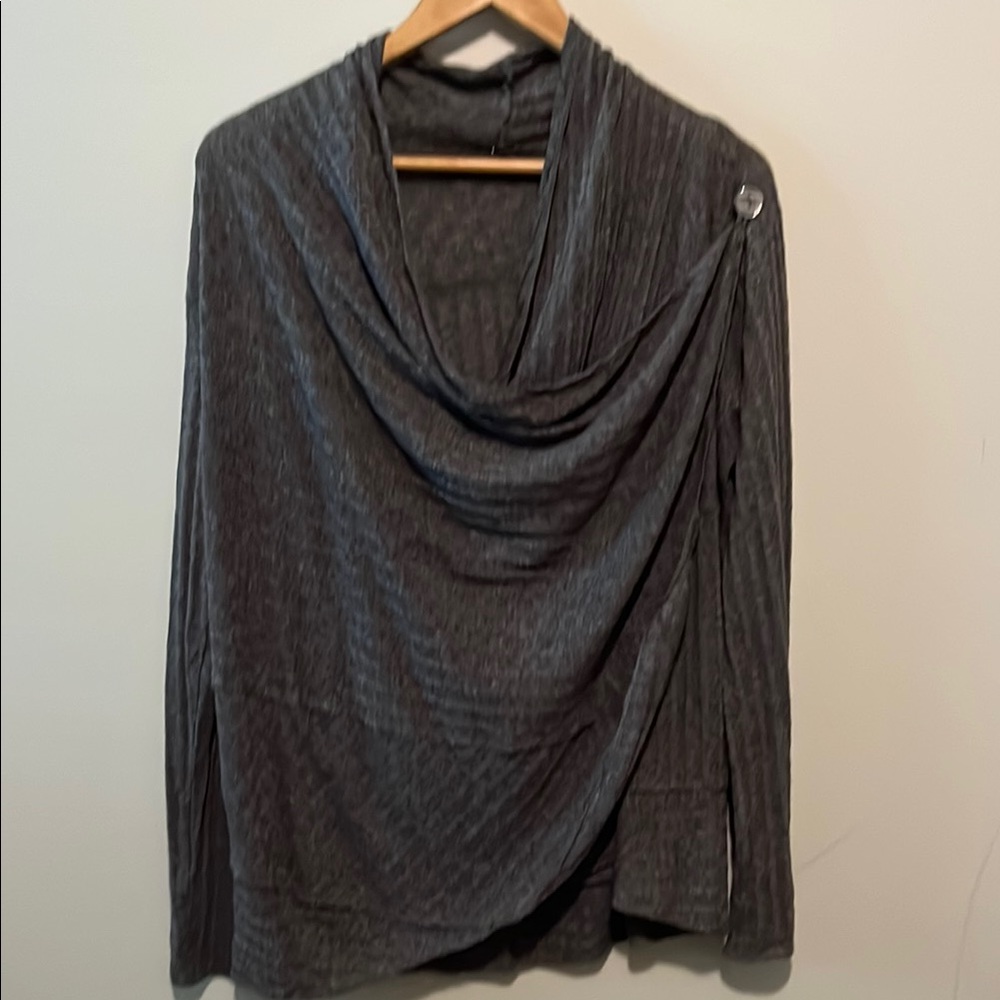 Elegant Gray Drape Sweater Size L/ XL